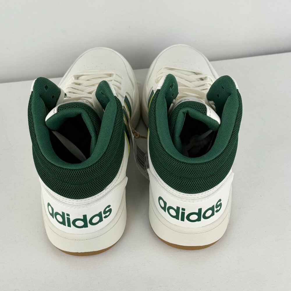 Size 10.5 - Men's Adidas Hoops 3.0 Mid Athletic Sneaker - White/Green - Picture 7 of 9